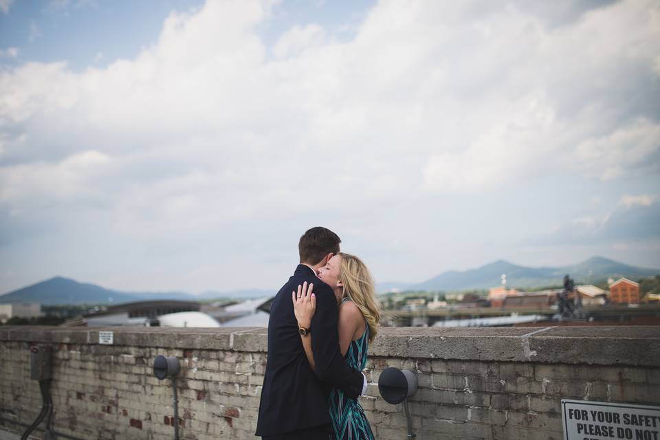 Moments after she said yes to his proposal atop Center in the Square in Roanoke, VA