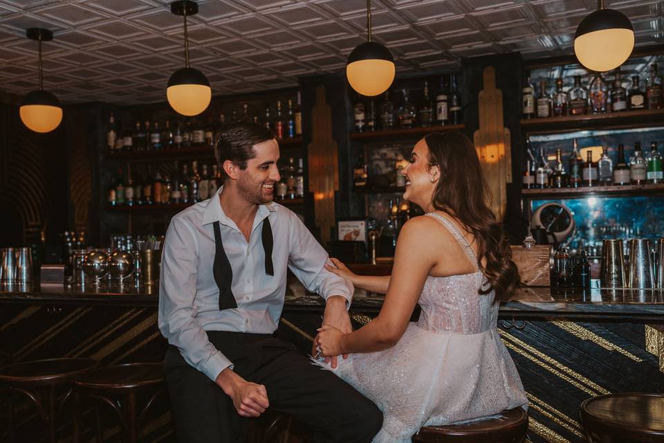 Cocktail bar elopement