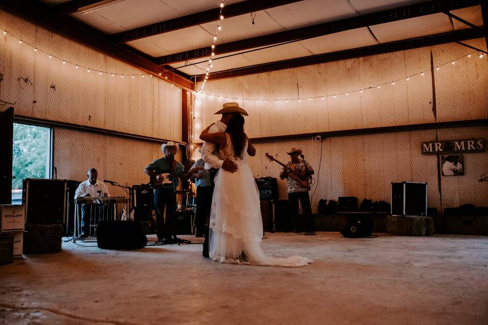 Lovers sharing their first dance