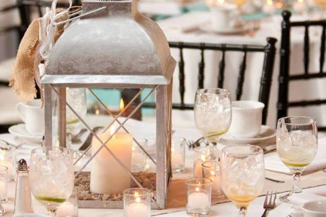 Table setup with centerpiece