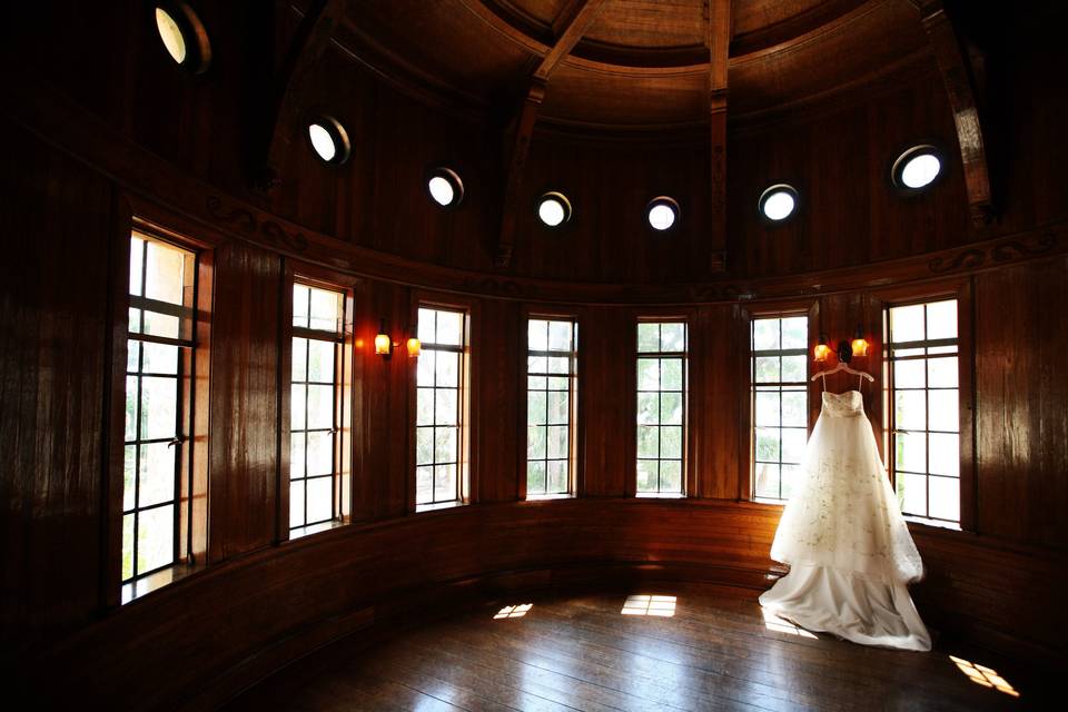 Hanging wedding dress