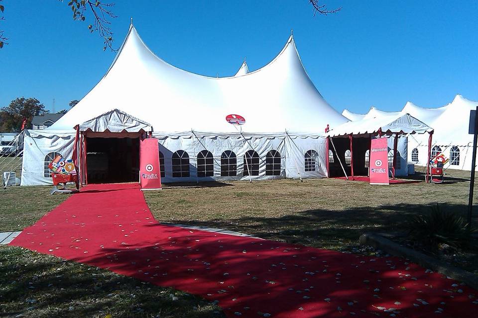 CENTURY TENSION TENT with entry tenting and red carpets