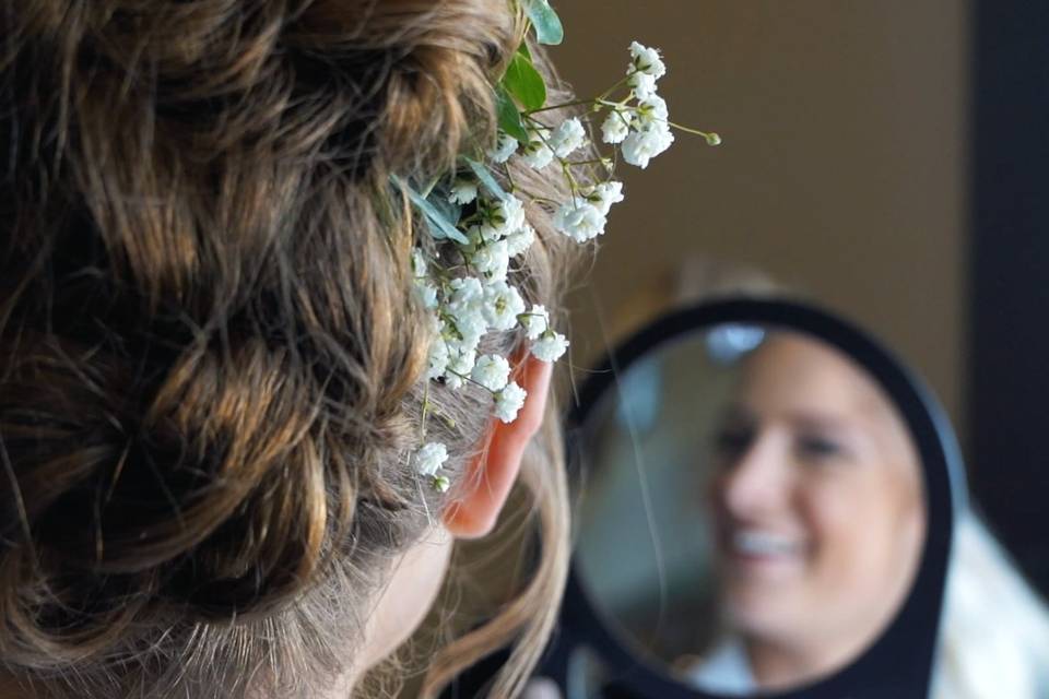 Updos flowers and a reflection