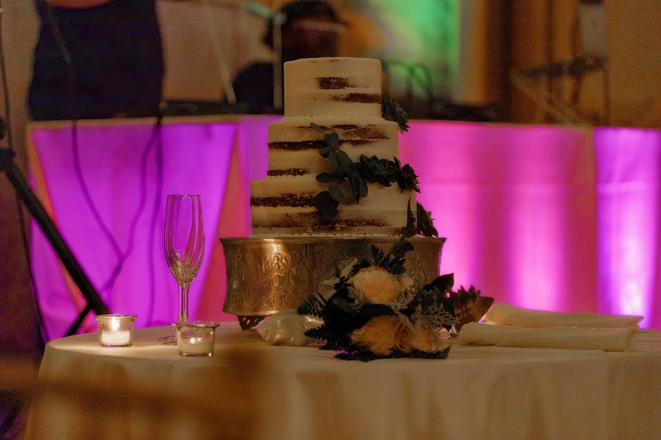 Back lit wedding cake