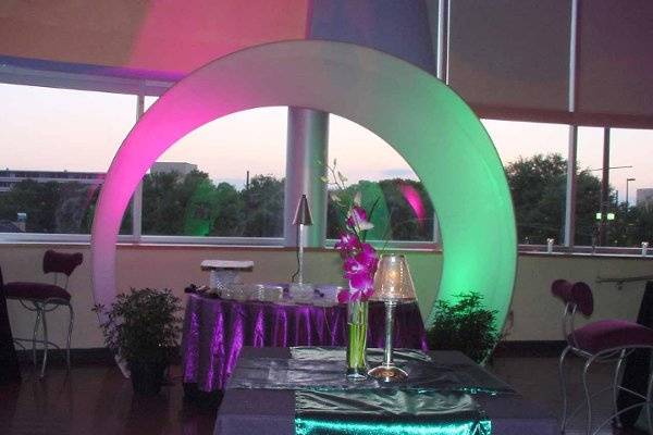 Stretchable Fabric Arch with lighting.