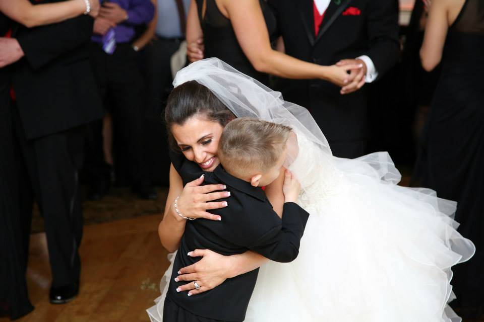 Bride and little boy