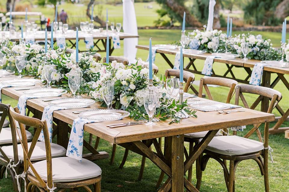 Blue and white reception