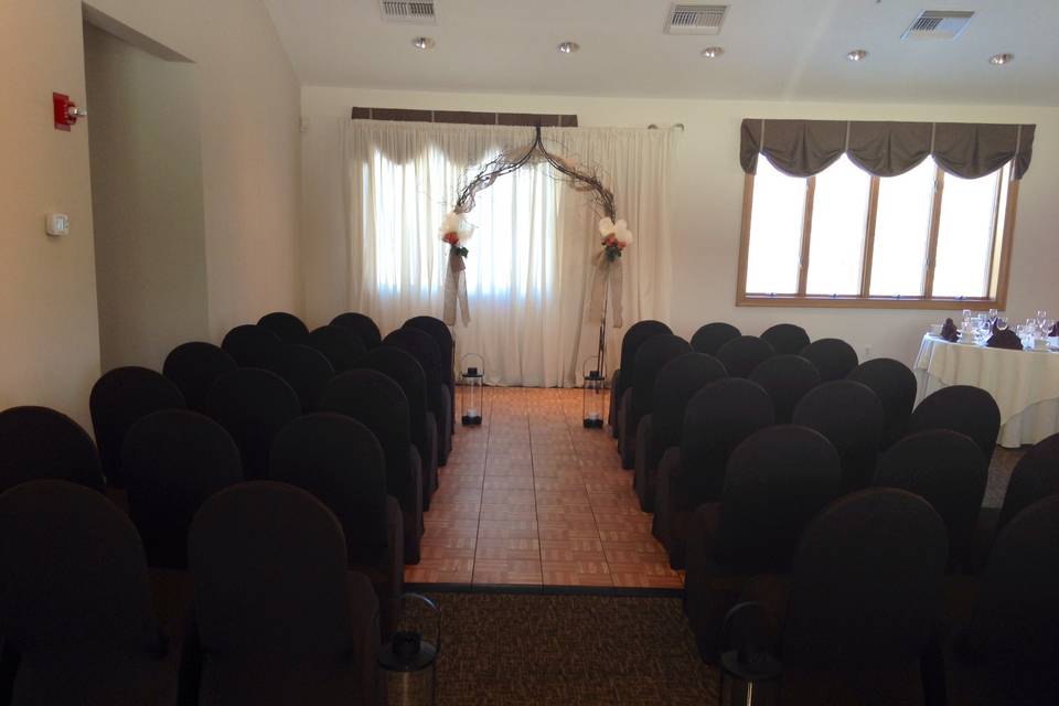 Small intimate indoor ceremony for up to 50 people.