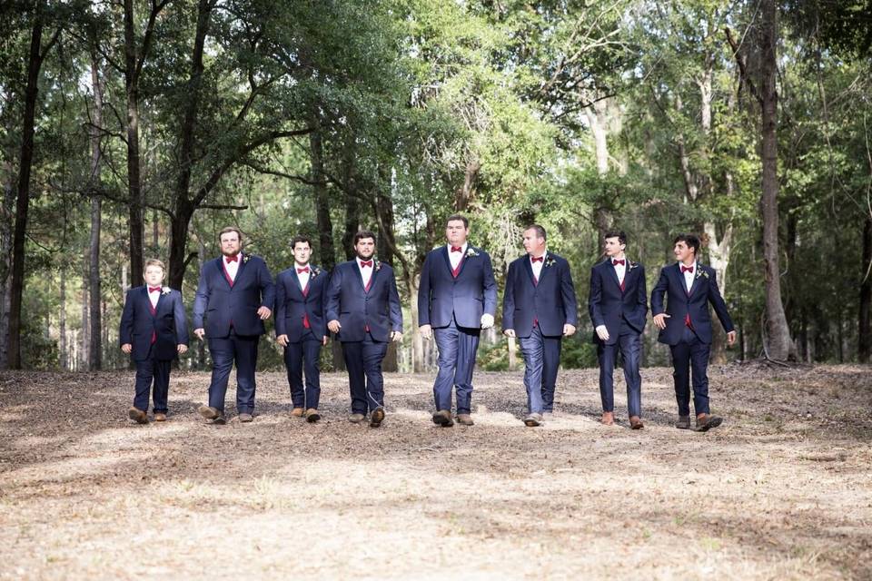 Groomsmen in the woods