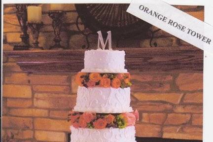 Stacked cake with orange flowers