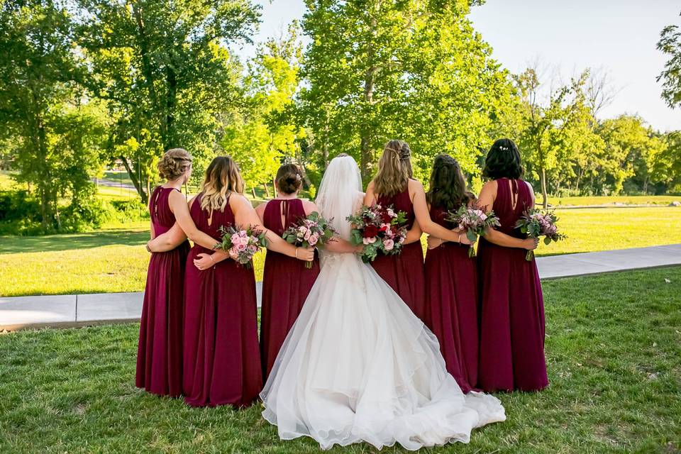 Bride and bridesmaids