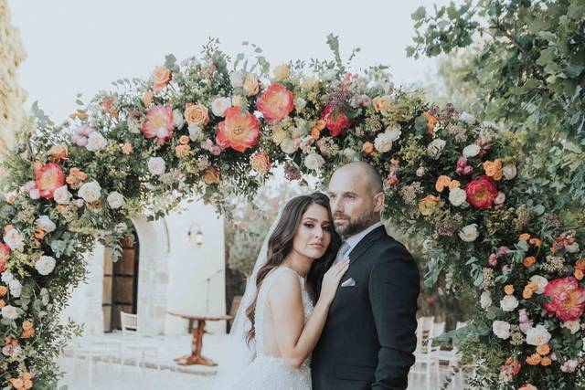 Colorful wedding arch for two
