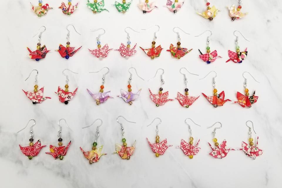 Origami crane earrings