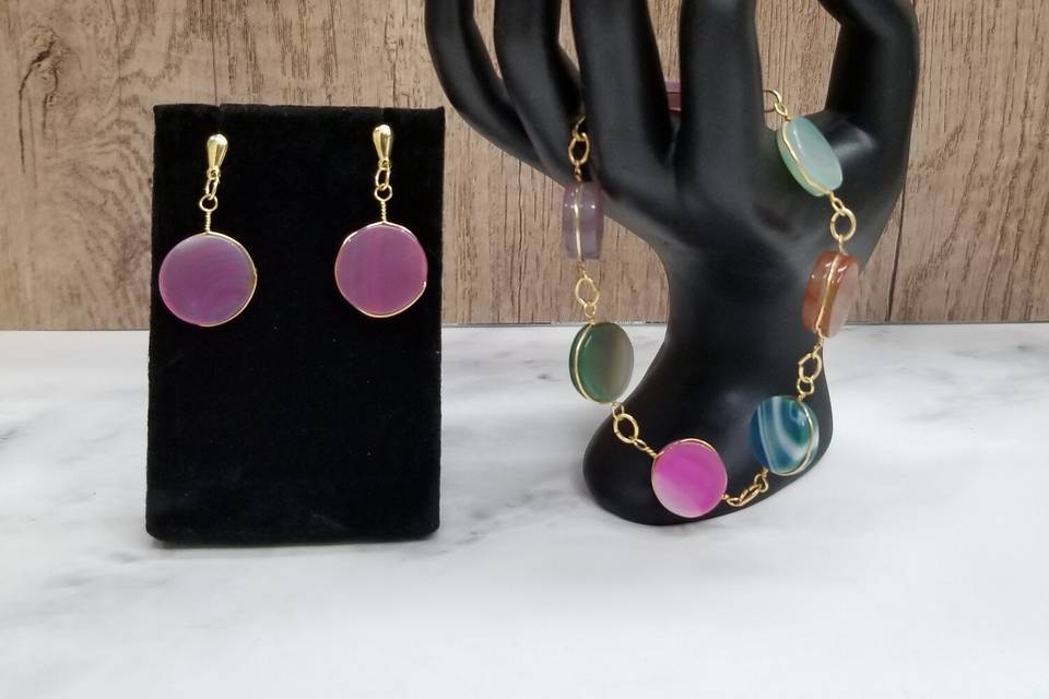 Quartz bracelet and earrings set