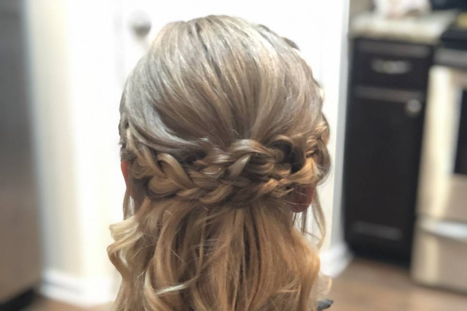 Effortless curls with plaited embellishment