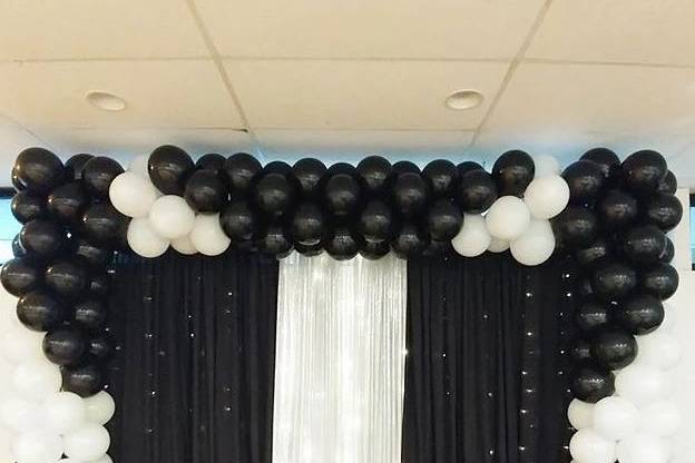 Stylish balloon decor and backdrop