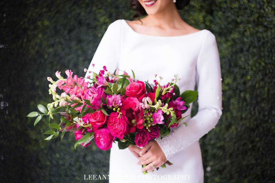 Bright pink bridal bouquet