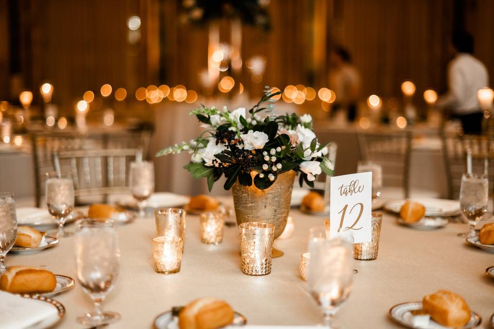 Low centerpiece with candles