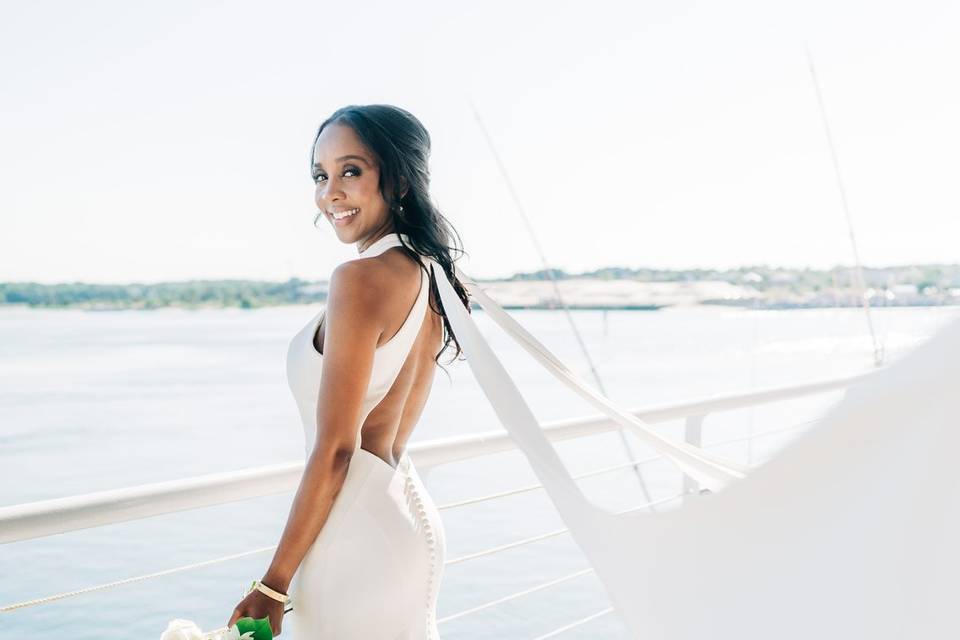 Bride on Sunset Deck