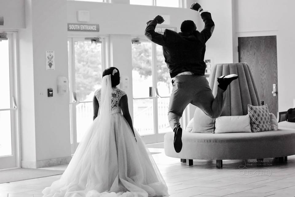 Jumping for joy on the big day
