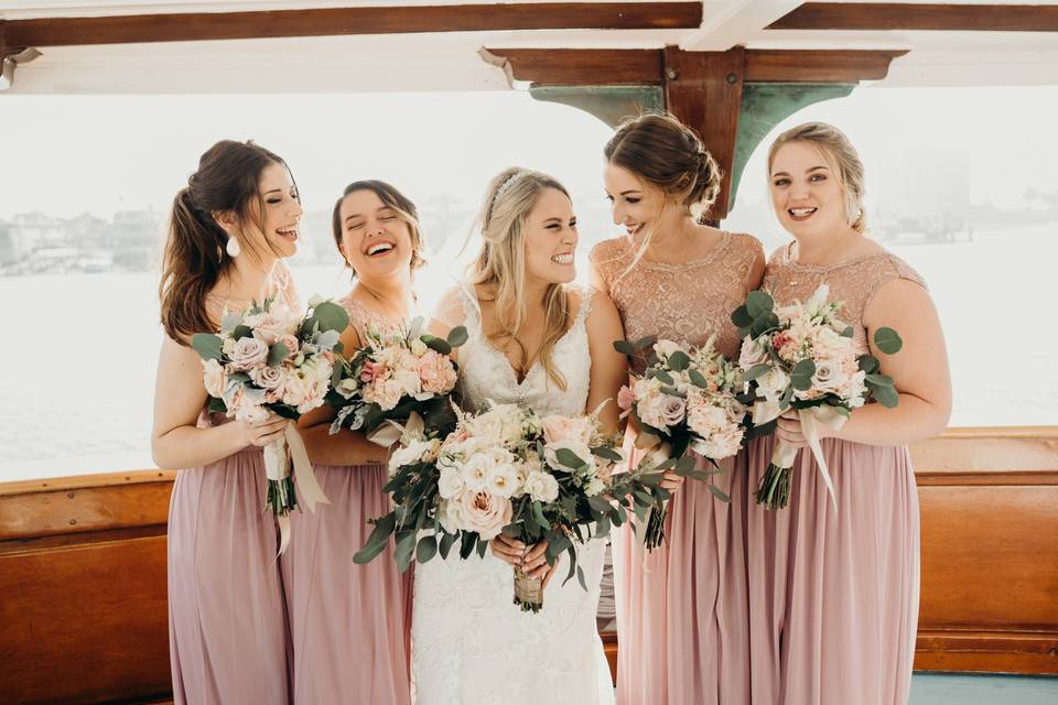 The bride with bridesmaids