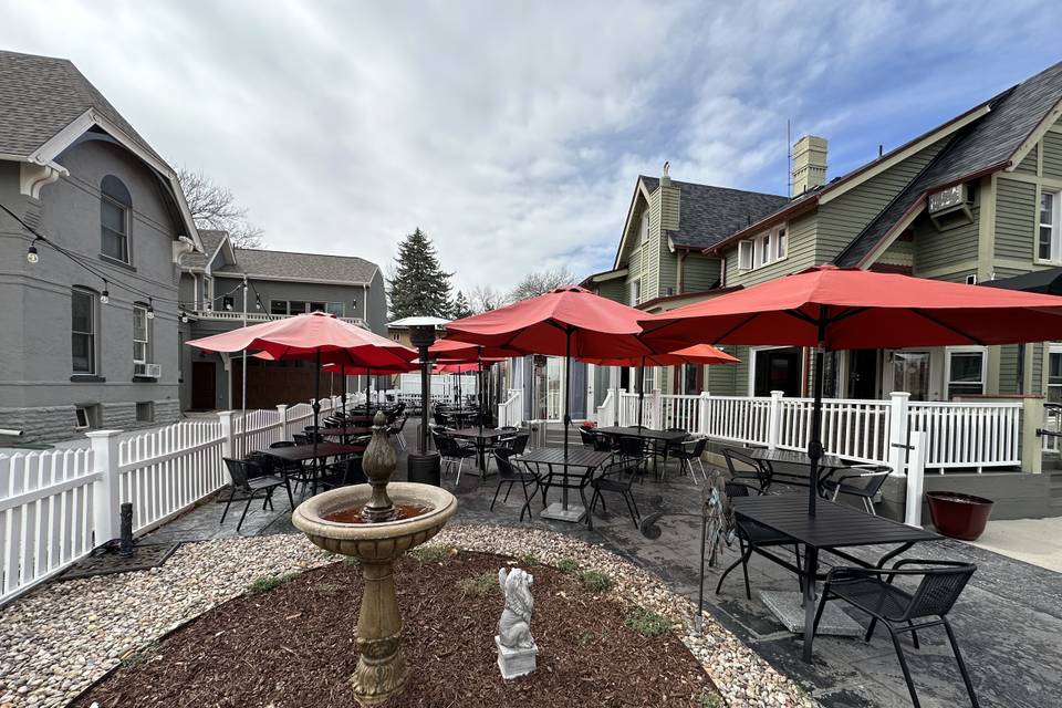 Patio and fountain