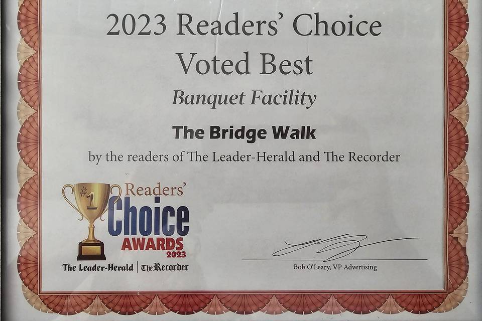 Voted Best Banquet Facility