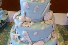 Blue three layered cake