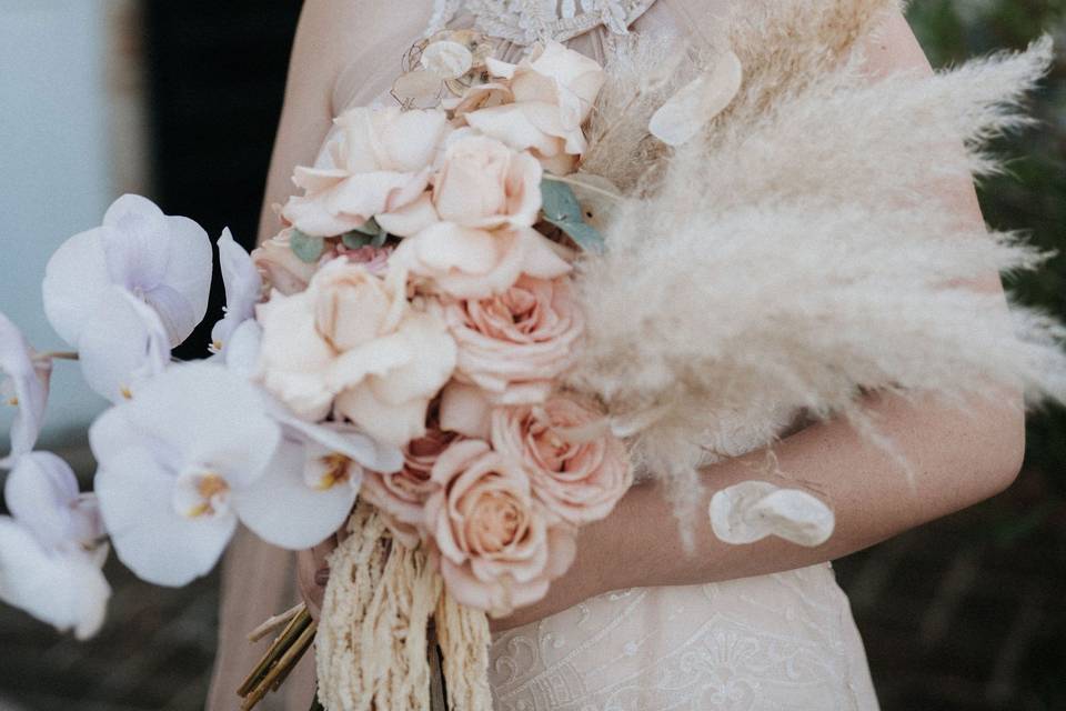 Emily and her bouquet