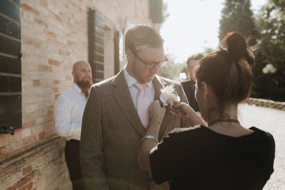 Emily and her bouquet