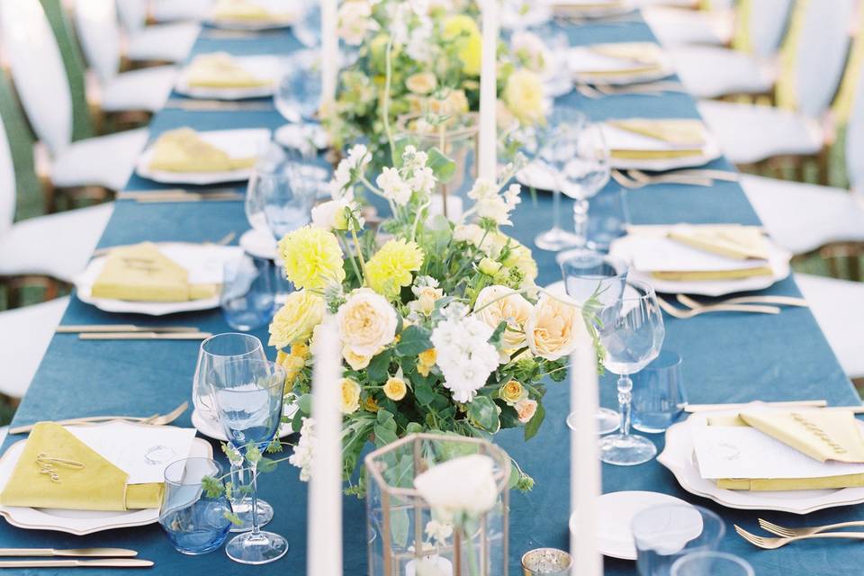 baby blue and yellow wedding theme