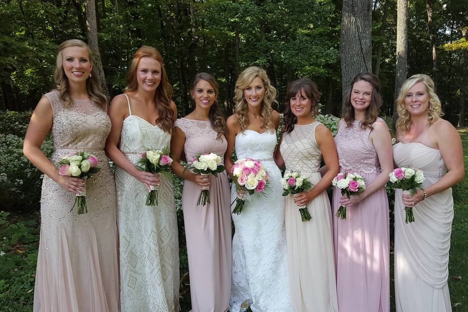 The bride with her bridesmaids