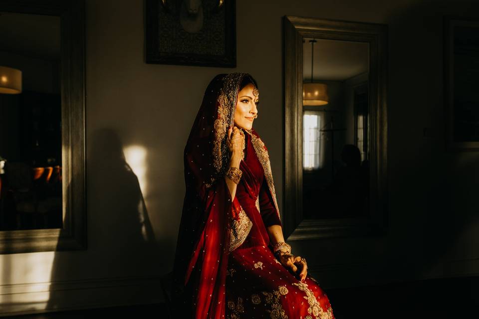 Muslim bride getting ready