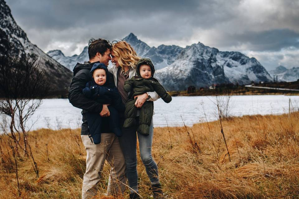 Family hike in Norway