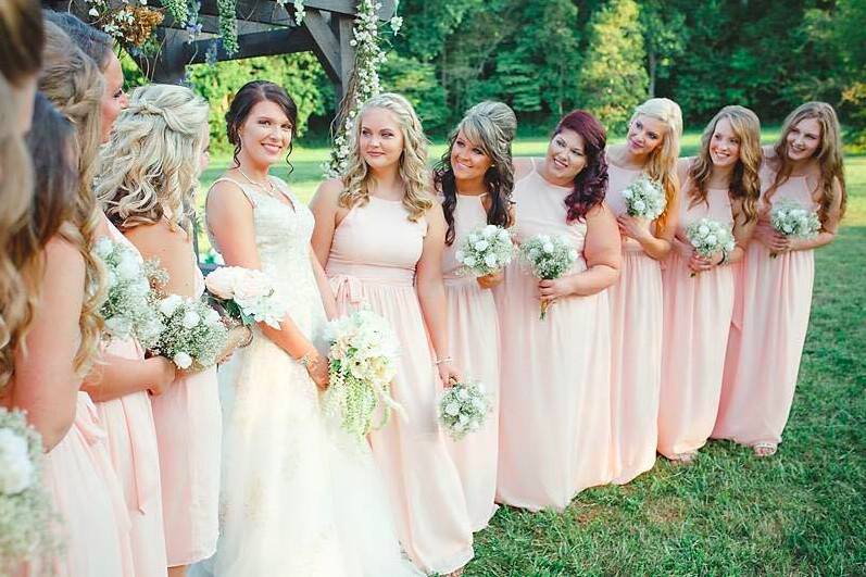 Bride with bridesmaids