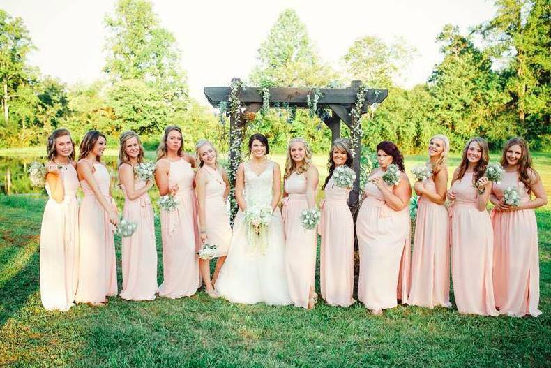 Bride with bridesmaids