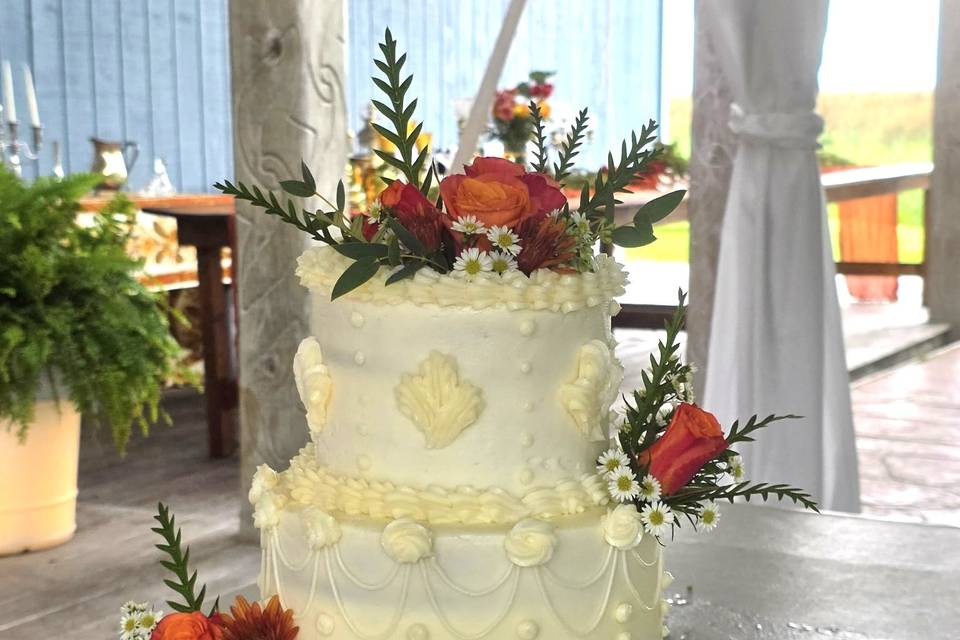 Florals on cake