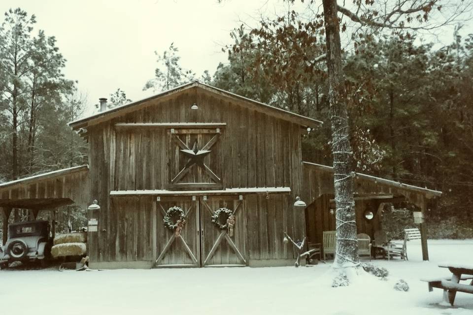 Barn venue in the snow