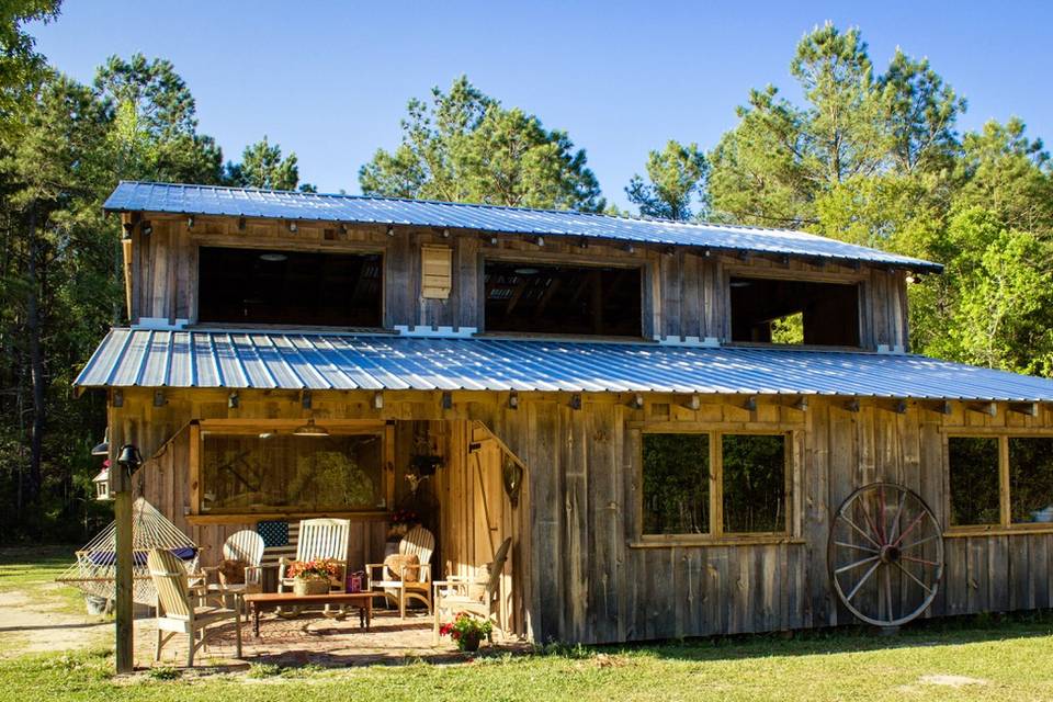 Front view of the barn venue