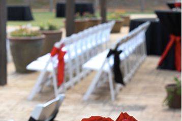 Table set-up with floral centerpiece