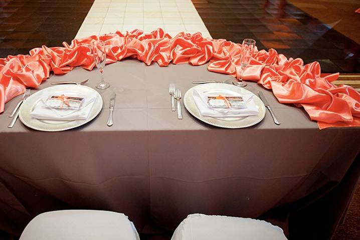 Table set-up with floral centerpiece