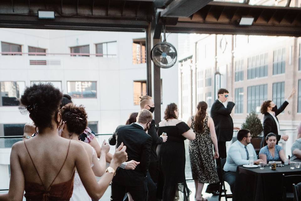 Congo line on Rooftop = party