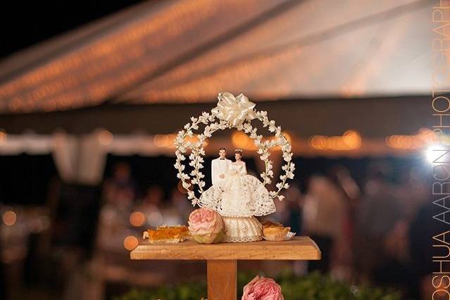 mini pies in shape of wedding cake with topper