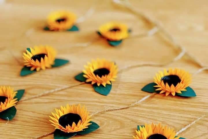 Sunflower wall draping