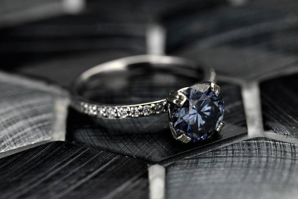 Gray Moissanite Ring