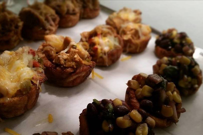 Tostones Rellenos, green plantain cups filled with your favorite fillings. Lechon, chicken, Black bean & corn salsa, etc.