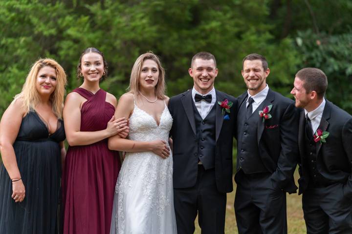 Bridal party shots before dark