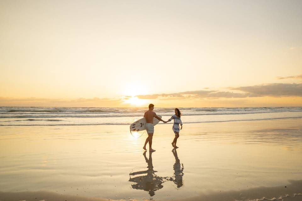 Surfer Couple at sunrise