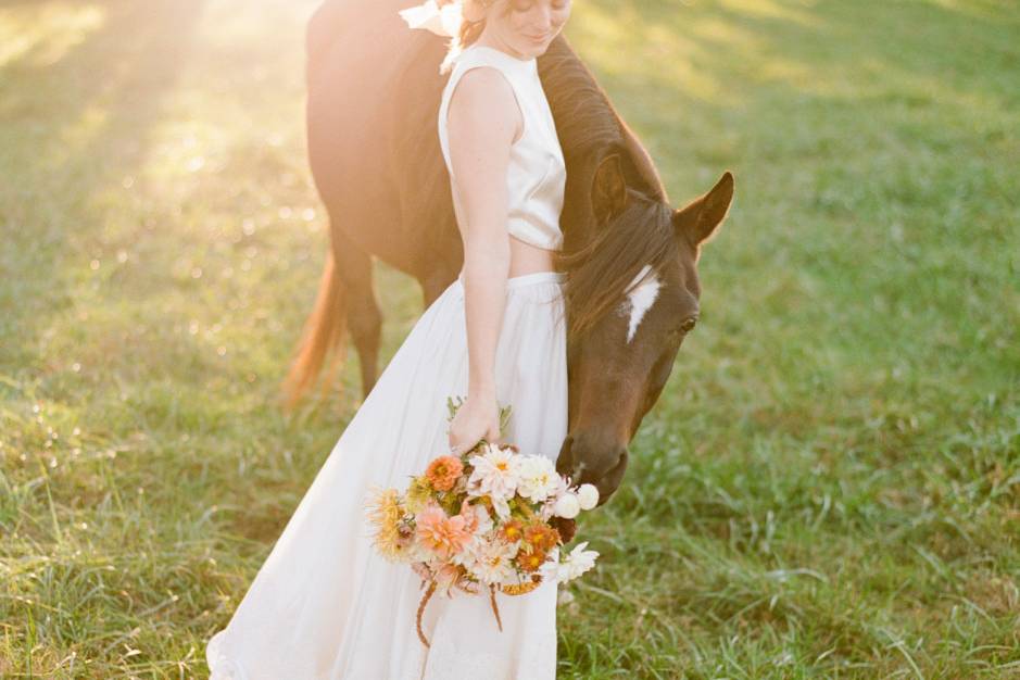 Casual bride on the farm