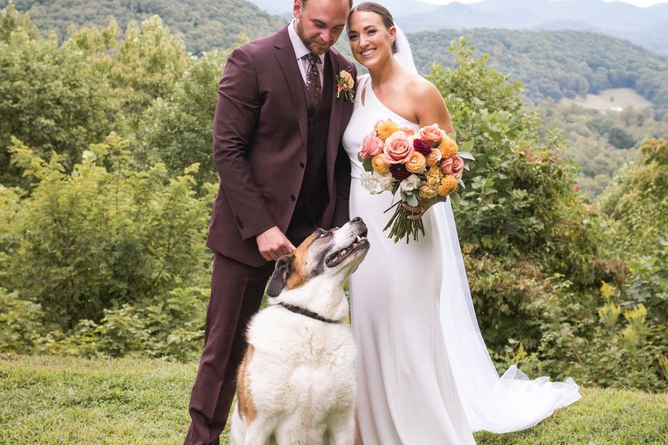 Backyard wedding in mountains